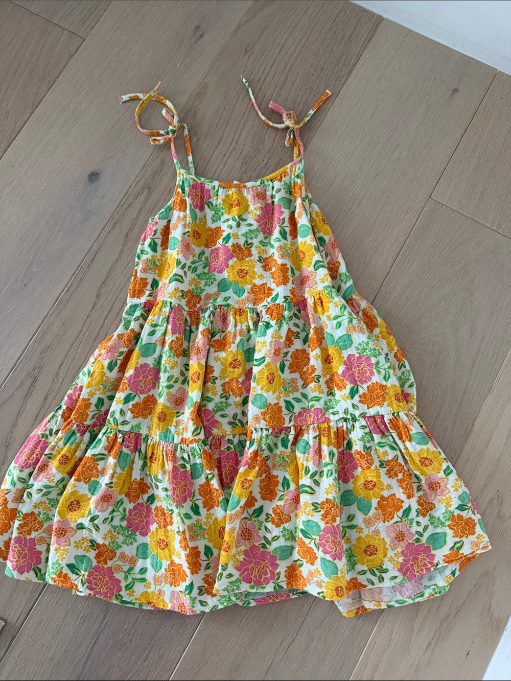 Old Navy Floral Tie-Shoulder Sundress in Yellow, Orange & Pink